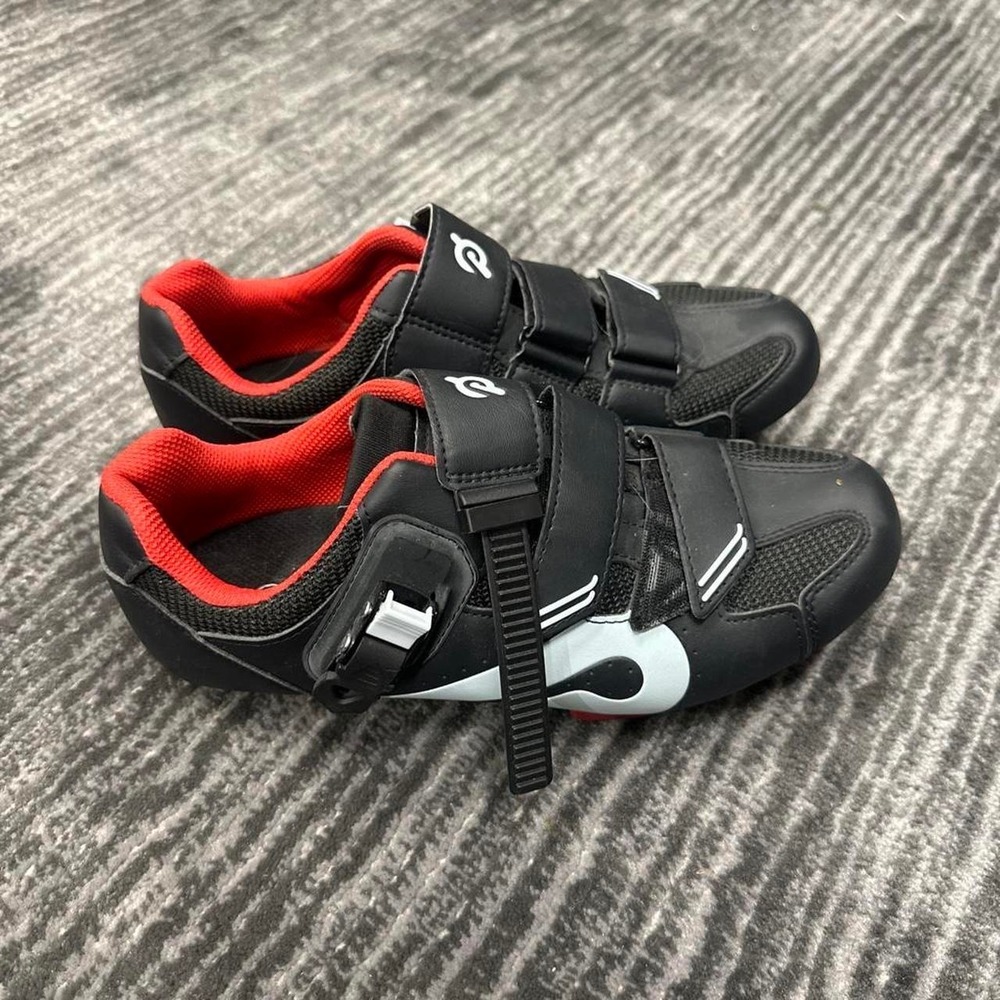 Peloton Cycling Shoes Black Red Indoor Spin Bike Shoes Size 40 US Men 7 Women 9